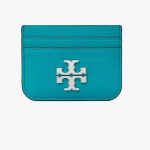 Tory Burch Eleanor Blue Jay Pebbled Leather cardholder